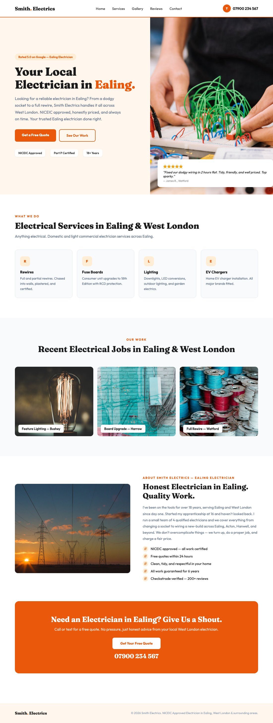 Smith Electrics website designed by Slick Digital — NICEIC approved electrician